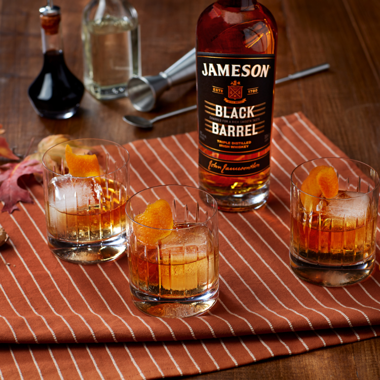 Old-Fashioned cocktails made with Jameson Black Barrel 